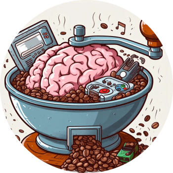 Site logo - coffee grinder with a brain inside